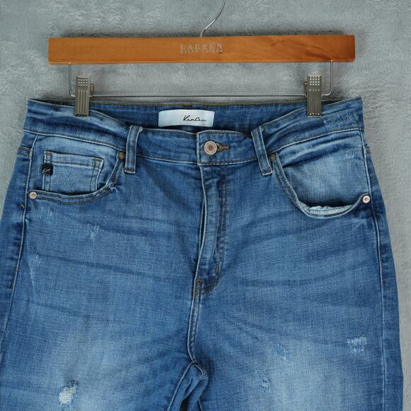 Kancan Jeans Womens 13/30 Ankle Cropped Distressed High Rise Raw Hem Stretch - Picture 3 of 10